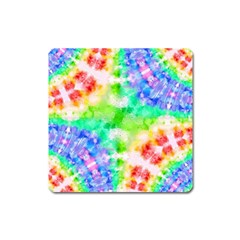 Tie Die Look Rainbow Pattern Square Magnet by myblueskye777