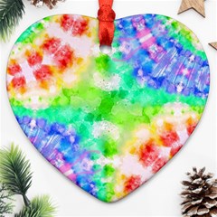 Tie Die Look Rainbow Pattern Heart Ornament (two Sides) by myblueskye777