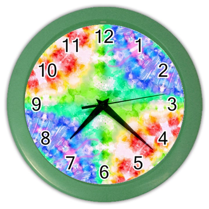 Tie Die Look Rainbow Pattern Color Wall Clock