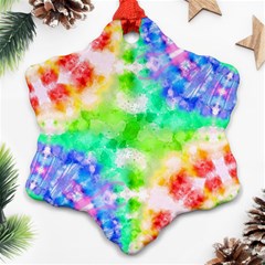 Tie Die Look Rainbow Pattern Snowflake Ornament (two Sides) by myblueskye777