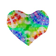 Tie Die Look Rainbow Pattern Standard 16  Premium Heart Shape Cushions by myblueskye777