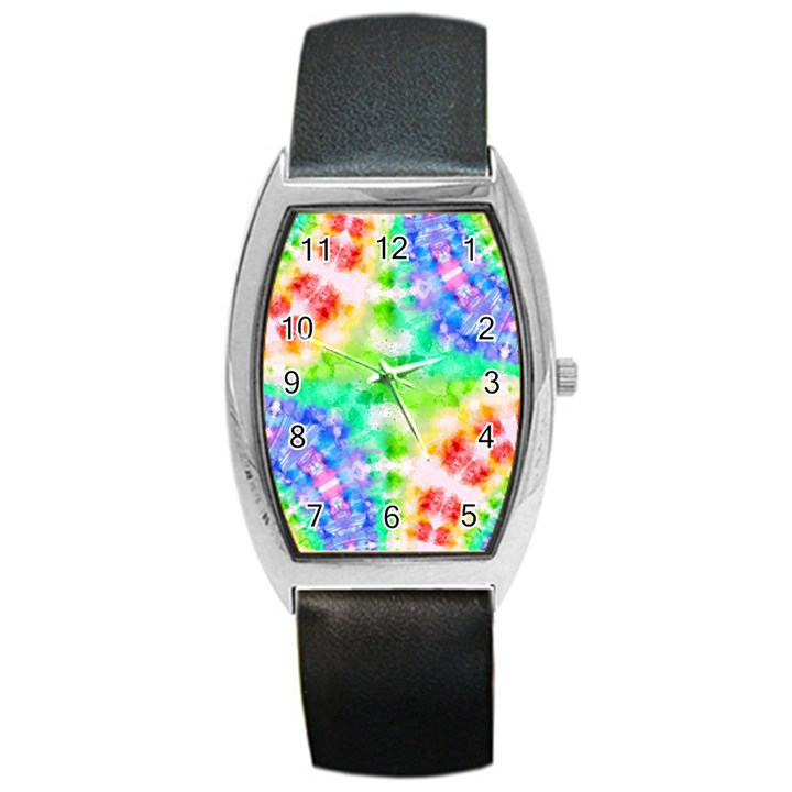 Fpd Batik Rainbow Pattern Barrel Style Metal Watch