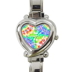 Fpd Batik Rainbow Pattern Heart Italian Charm Watch by myblueskye777