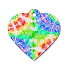 Fpd Batik Rainbow Pattern Dog Tag Heart (two Sides) by myblueskye777