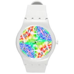 Fpd Batik Rainbow Pattern Round Plastic Sport Watch (m) by myblueskye777