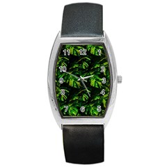 Jungle Camo Tropical Print Barrel Style Metal Watch by dflcprintsclothing