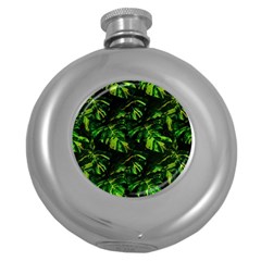 Jungle Camo Tropical Print Round Hip Flask (5 Oz) by dflcprintsclothing