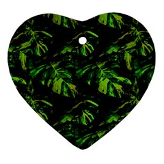 Jungle Camo Tropical Print Heart Ornament (two Sides) by dflcprintsclothing