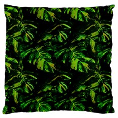 Jungle Camo Tropical Print Large Flano Cushion Case (one Side) by dflcprintsclothing