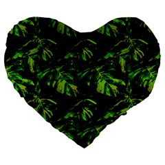 Jungle Camo Tropical Print Large 19  Premium Flano Heart Shape Cushions