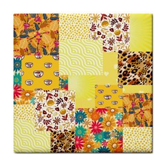 Yellow Floral Aesthetic Tile Coaster by designsbymallika