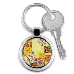 Yellow Floral Aesthetic Key Chain (round) by designsbymallika