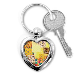 Yellow Floral Aesthetic Key Chain (heart) by designsbymallika