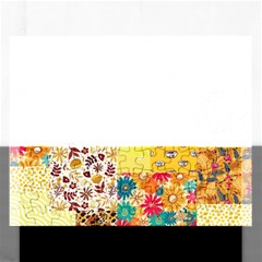 Yellow Floral Aesthetic Rectangular Jigsaw Puzzl by designsbymallika