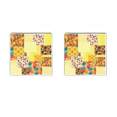 Yellow Floral Aesthetic Cufflinks (square) by designsbymallika