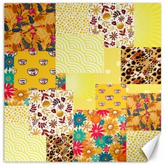 Yellow Floral Aesthetic Canvas 16  X 16  by designsbymallika