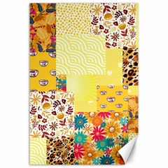 Yellow Floral Aesthetic Canvas 24  X 36  by designsbymallika