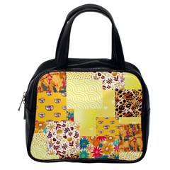 Yellow Floral Aesthetic Classic Handbag (one Side) by designsbymallika