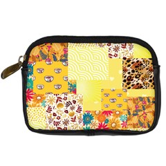 Yellow Floral Aesthetic Digital Camera Leather Case by designsbymallika