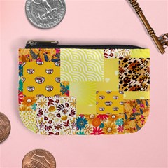 Yellow Floral Aesthetic Mini Coin Purse by designsbymallika