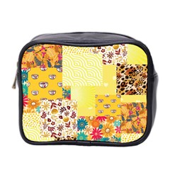 Yellow Floral Aesthetic Mini Toiletries Bag (two Sides) by designsbymallika