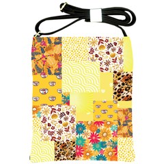 Yellow Floral Aesthetic Shoulder Sling Bag by designsbymallika