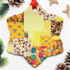 Yellow Floral Aesthetic Ornament (snowflake) by designsbymallika