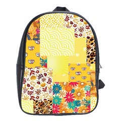 Yellow Floral Aesthetic School Bag (xl) by designsbymallika