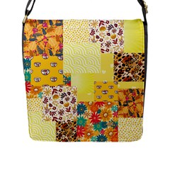 Yellow Floral Aesthetic Flap Closure Messenger Bag (l) by designsbymallika