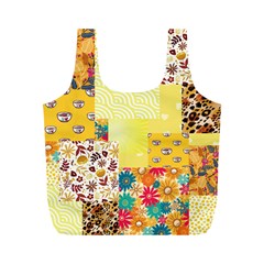 Yellow Floral Aesthetic Full Print Recycle Bag (m) by designsbymallika