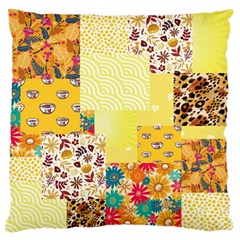 Yellow Floral Aesthetic Standard Flano Cushion Case (two Sides) by designsbymallika