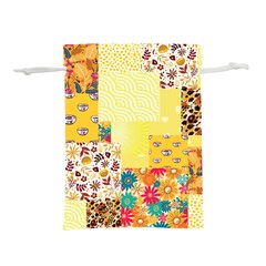 Yellow Floral Aesthetic Lightweight Drawstring Pouch (l) by designsbymallika