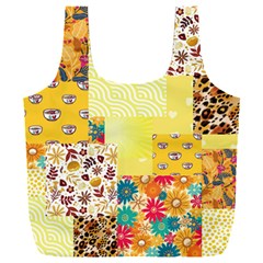 Yellow Floral Aesthetic Full Print Recycle Bag (xxxl) by designsbymallika