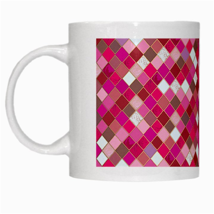 Pink Tiles White Mugs