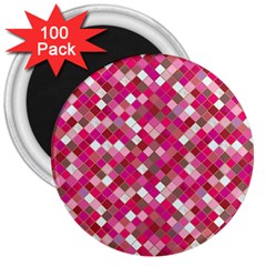 Pink Tiles 3  Magnets (100 Pack) by designsbymallika