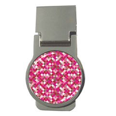 Pink Tiles Money Clips (round)  by designsbymallika