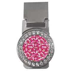 Pink Tiles Money Clips (cz)  by designsbymallika