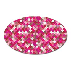 Pink Tiles Oval Magnet by designsbymallika