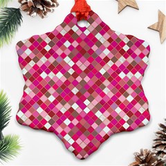 Pink Tiles Snowflake Ornament (two Sides) by designsbymallika