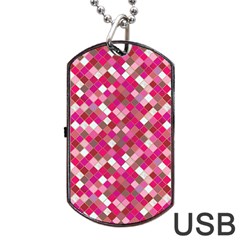 Pink Tiles Dog Tag Usb Flash (one Side) by designsbymallika