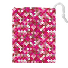 Pink Tiles Drawstring Pouch (5xl) by designsbymallika