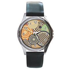 Circular Pattern Round Metal Watch by designsbymallika