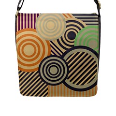 Circular Pattern Flap Closure Messenger Bag (l) by designsbymallika