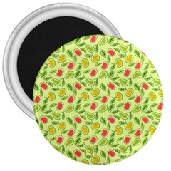 Vector Fruits Pattern, Pastel Colors, Yellow Background 3  Magnets