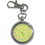 Vector Fruits pattern, pastel colors, yellow background Key Chain Watches Front