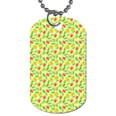 Vector Fruits Pattern, Pastel Colors, Yellow Background Dog Tag (one Side)