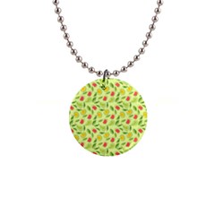 Vector Fruits Pattern, Pastel Colors, Yellow Background 1  Button Necklace by Casemiro