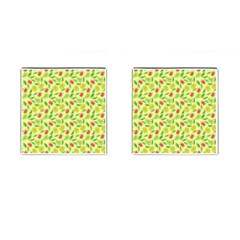 Vector Fruits Pattern, Pastel Colors, Yellow Background Cufflinks (square) by Casemiro