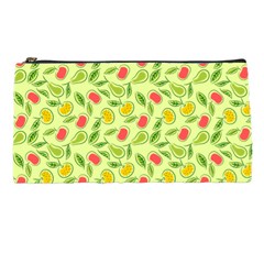 Vector Fruits Pattern, Pastel Colors, Yellow Background Pencil Case by Casemiro