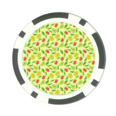 Vector Fruits Pattern, Pastel Colors, Yellow Background Poker Chip Card Guard (10 Pack) by Casemiro